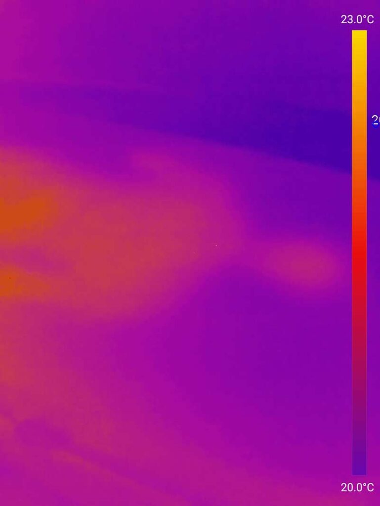 Dieses Bild zeigt die Temperatur der Abygda Matratze, 5 Minuten nachdem Tester aufstand