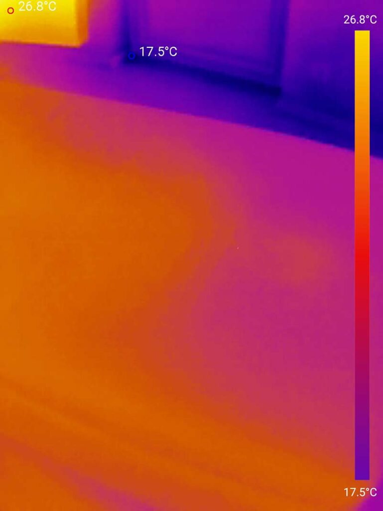 Dieses Bild zeigt die Temperatur der Agotnes Matratze, 5 Minuten nachdem Tester aufstand