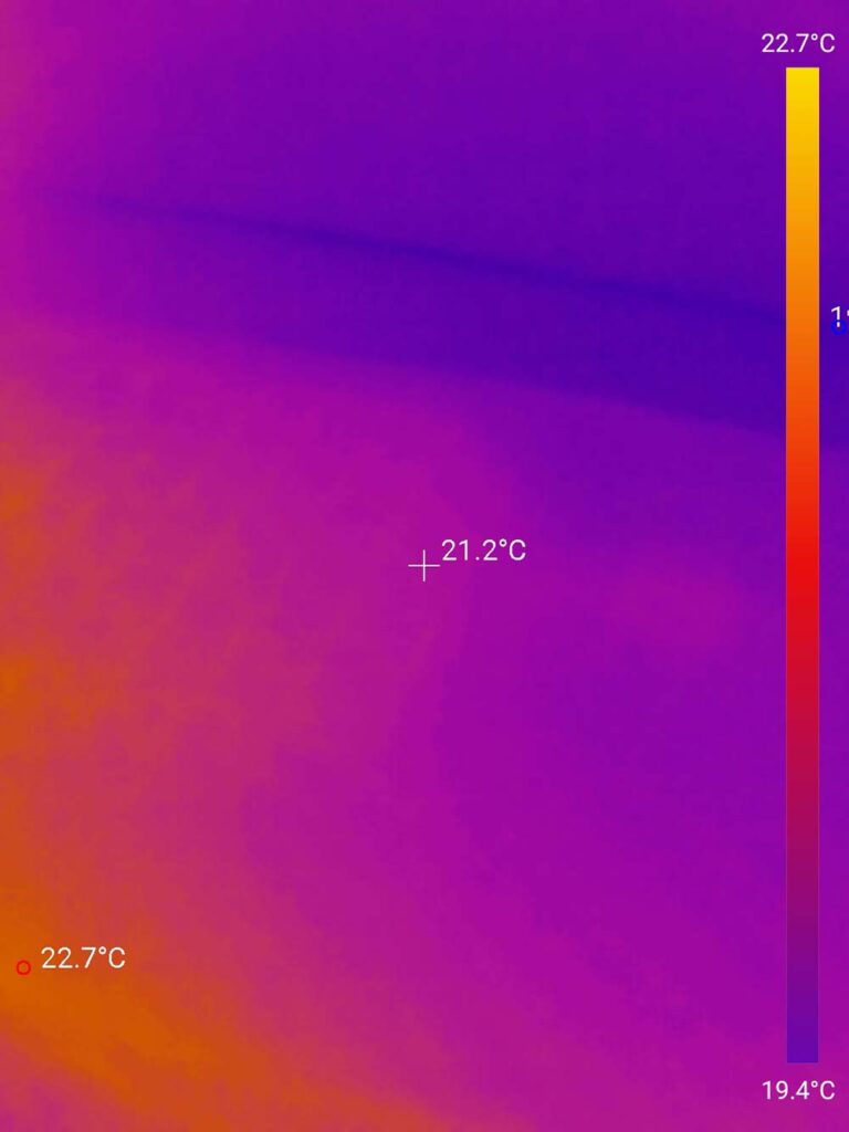 Dieses Bild zeigt die Temperatur der Vadsö Matratze, 5 Minuten nachdem Tester aufstand